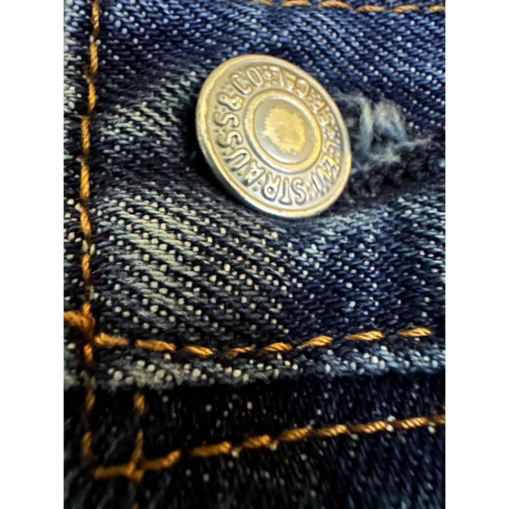 Levi's 501 Button Fly Jeans W42 L30 Dark Wash Denim Classic Straight Leg - Picture 6 of 13